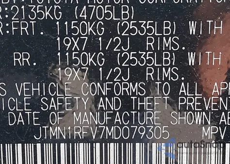 2021 Toyota Rav4 Limited from USA, damaged, VIN JTMN1RFV7MD079305